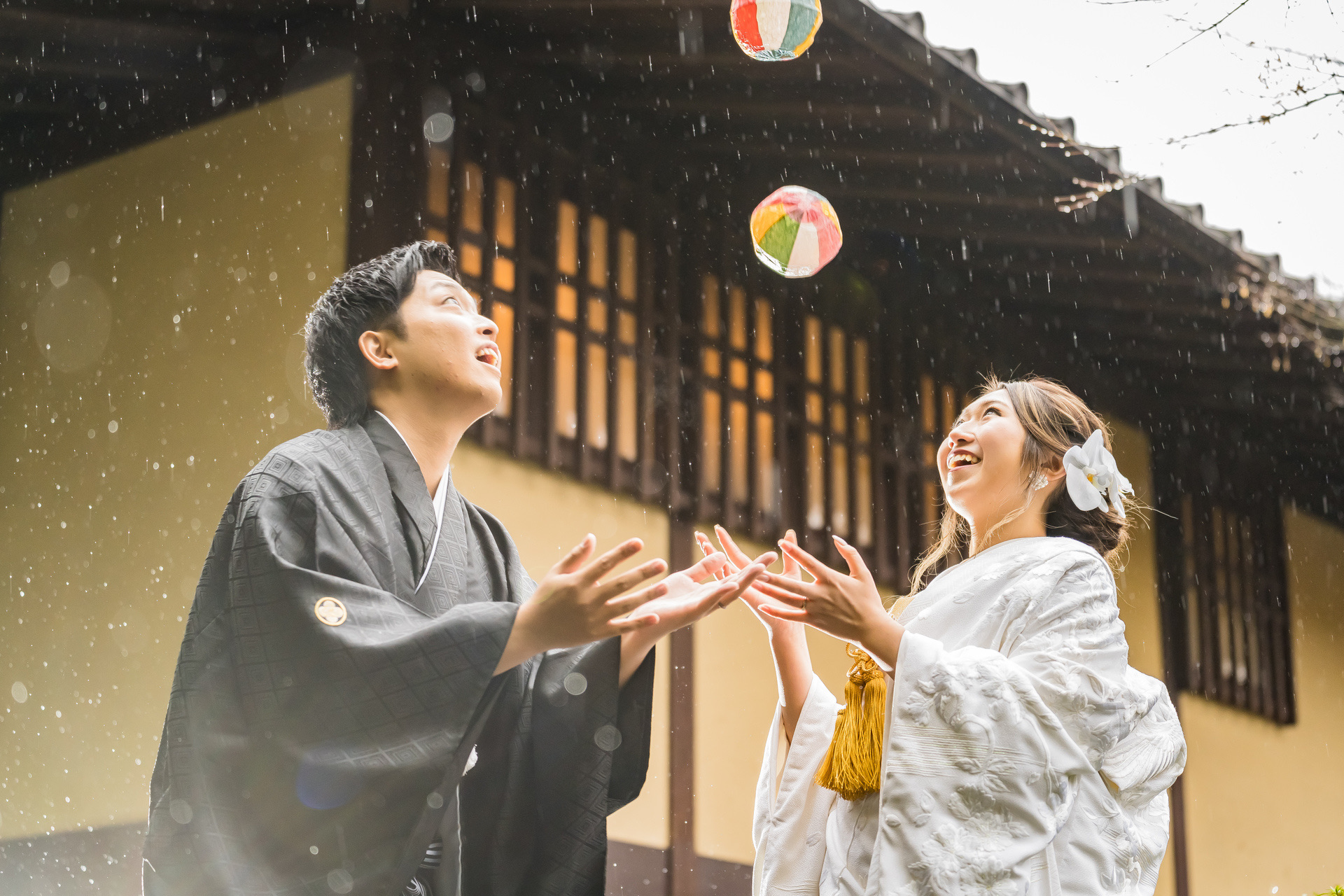 雨粒と一緒に